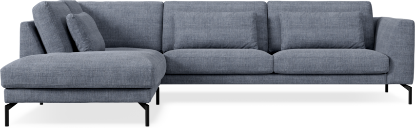 Willow - 3-sits soffa med divan vänster, fast klädsel - Blå