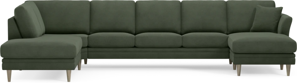 Eden - 3-sits soffa med divan vänster och schäslong höger - Grön