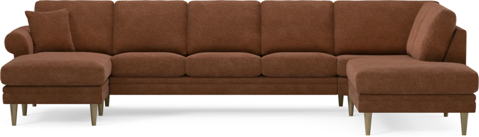 Eden - 3-sits soffa med schäslong vänster och divan höger - Orange