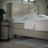 Asperö Comfort - Kontinentalsäng, 180 cm dubbelsäng med bäddmadrass och sänggavel bris - Beige