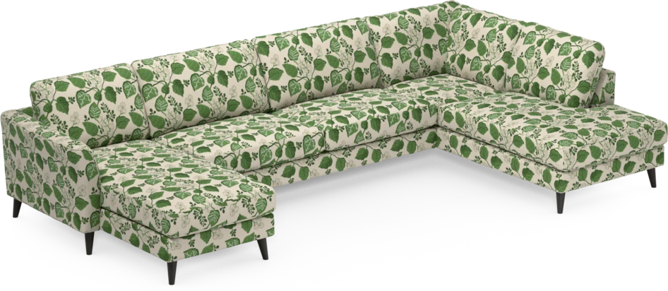 Bridge - 3-sits soffa med schäslong vänster och divan höger - Grön