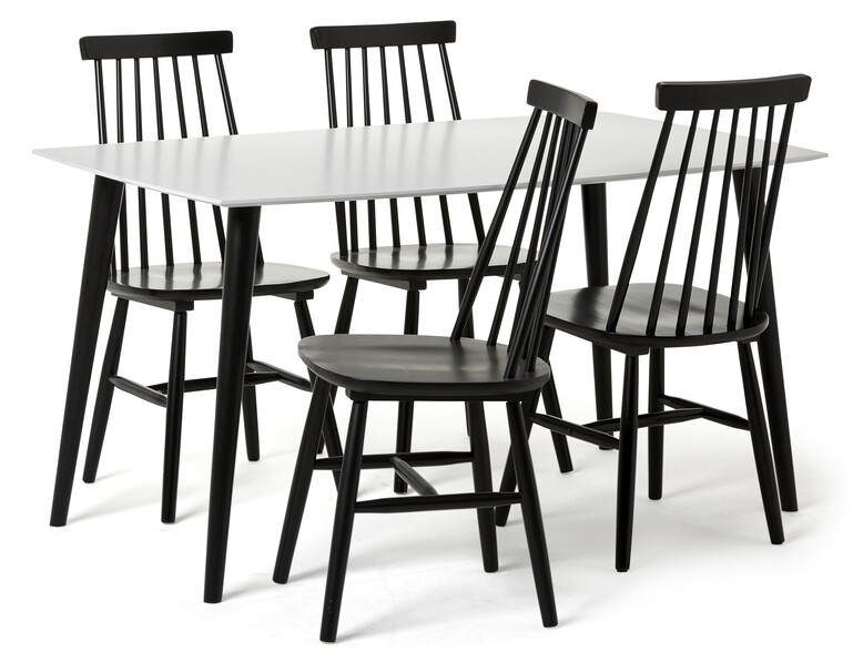Plaine - Matgrupp med 4 stolar Einar - Svart