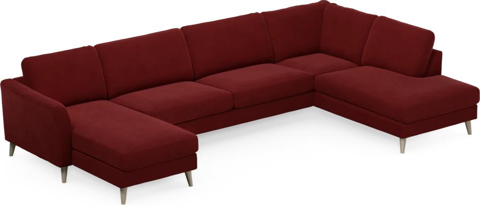 Bridge - 3-sits soffa med schäslong vänster och divan höger - Röd