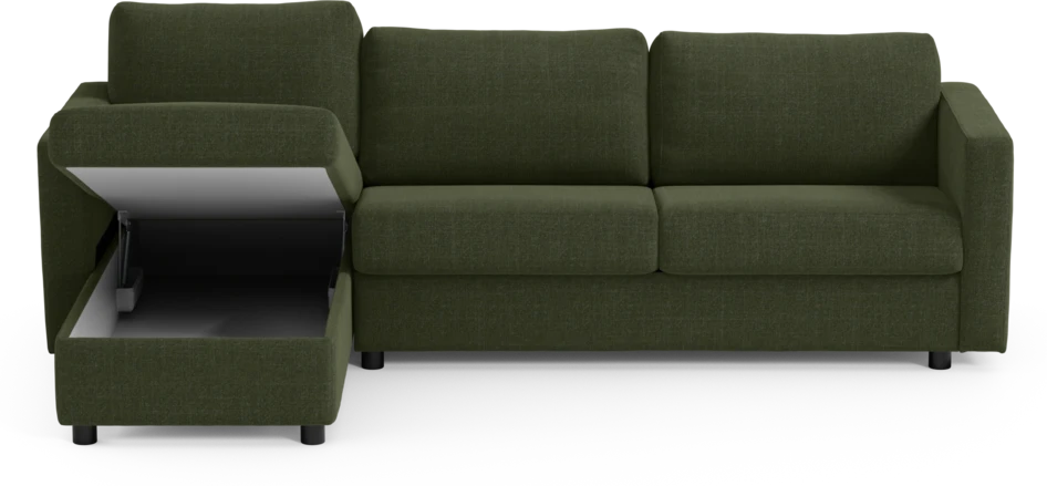 Lindö - Bäddsoffa 2,5-sits med schäslong, vändbar - Grön