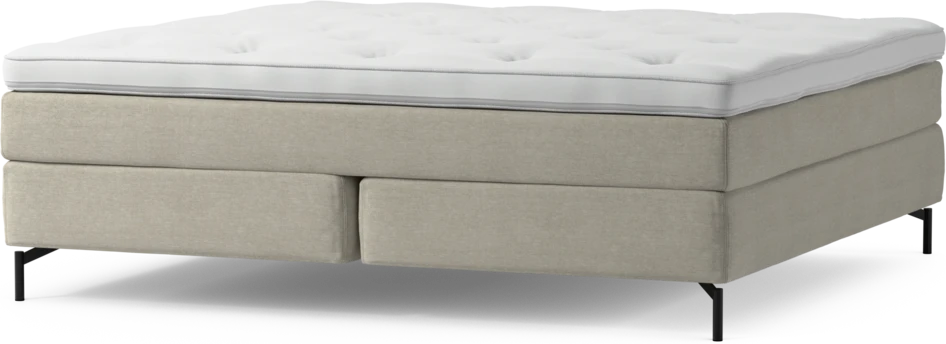 Delux Sense - Kontinentalsäng, dubbelsäng med bäddmadrass och sängben - Beige