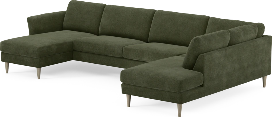 Bridge - 3-sits soffa med schäslong vänster och divan höger - Grön