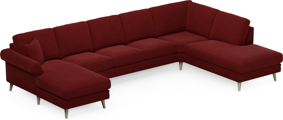 Eden - 3-sits soffa med schäslong vänster och divan höger - Röd