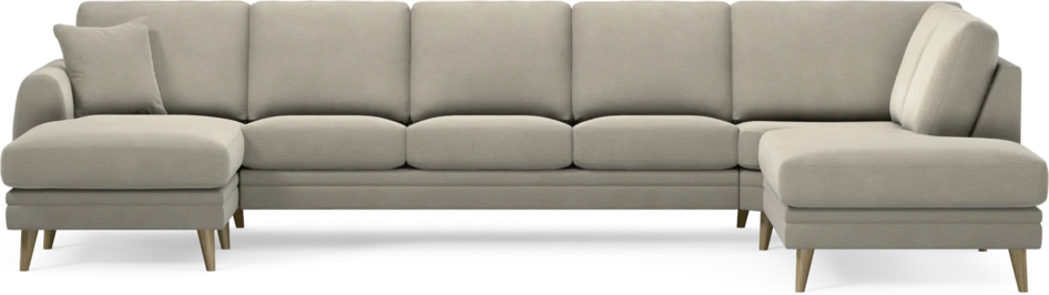 Eden - 3-sits soffa med schäslong vänster och divan höger - Brun