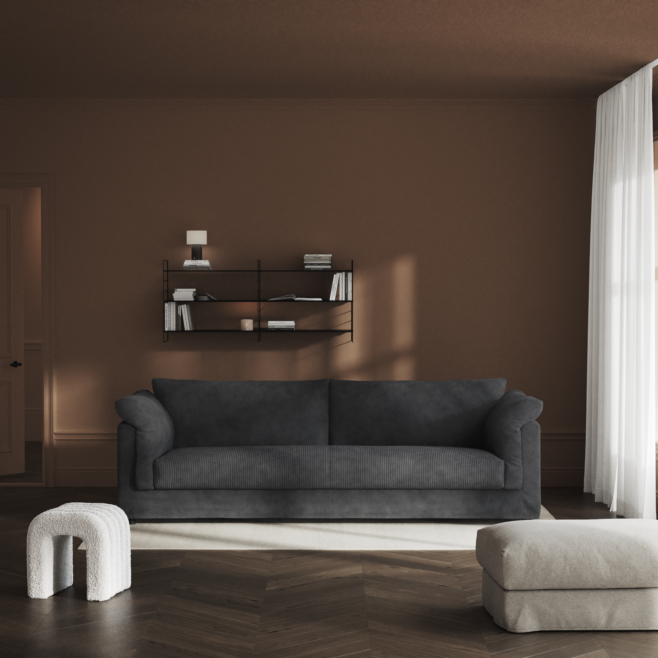 Cherrie, 4-sits soffa, hel dyna och kappa