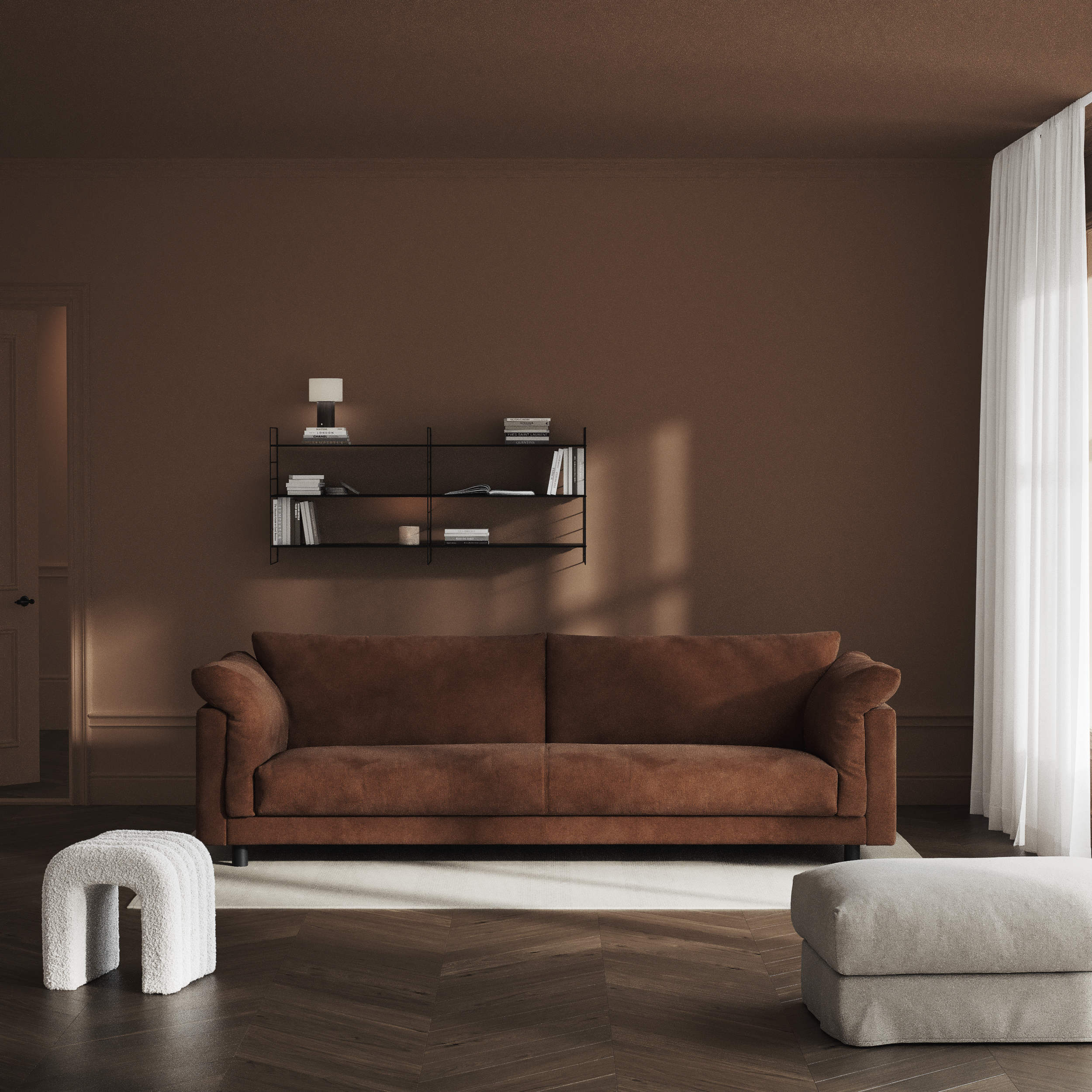 Cherrie, 4-sits soffa, hel dyna, fast klädsel