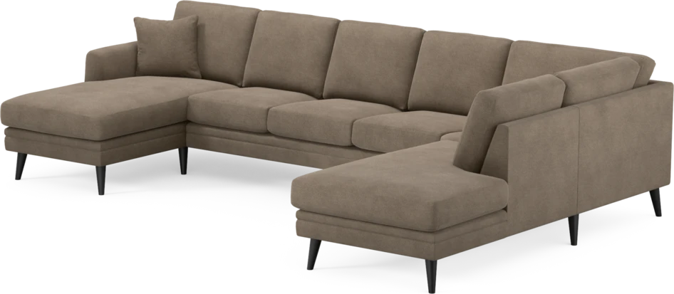 Eden - 3-sits soffa med schäslong vänster och divan höger - Brun
