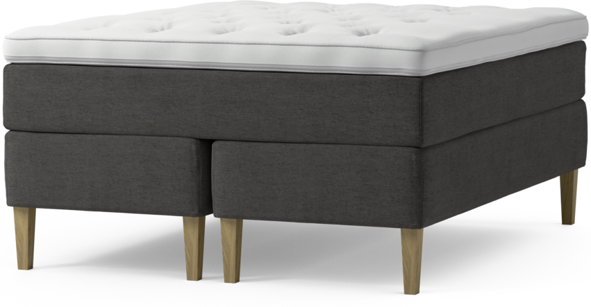 Delux Dream - Kontinentalsäng, dubbelsäng med bäddmadrass och sängben - Grå