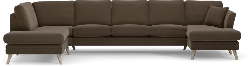 Eden - 3-sits soffa med divan vänster och schäslong höger - Brun