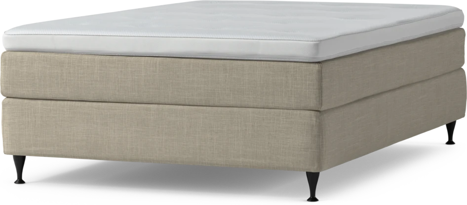 Delux Sense - Kontinentalsäng, enkelsäng 140 cm med bäddmadrass och sängben - Beige