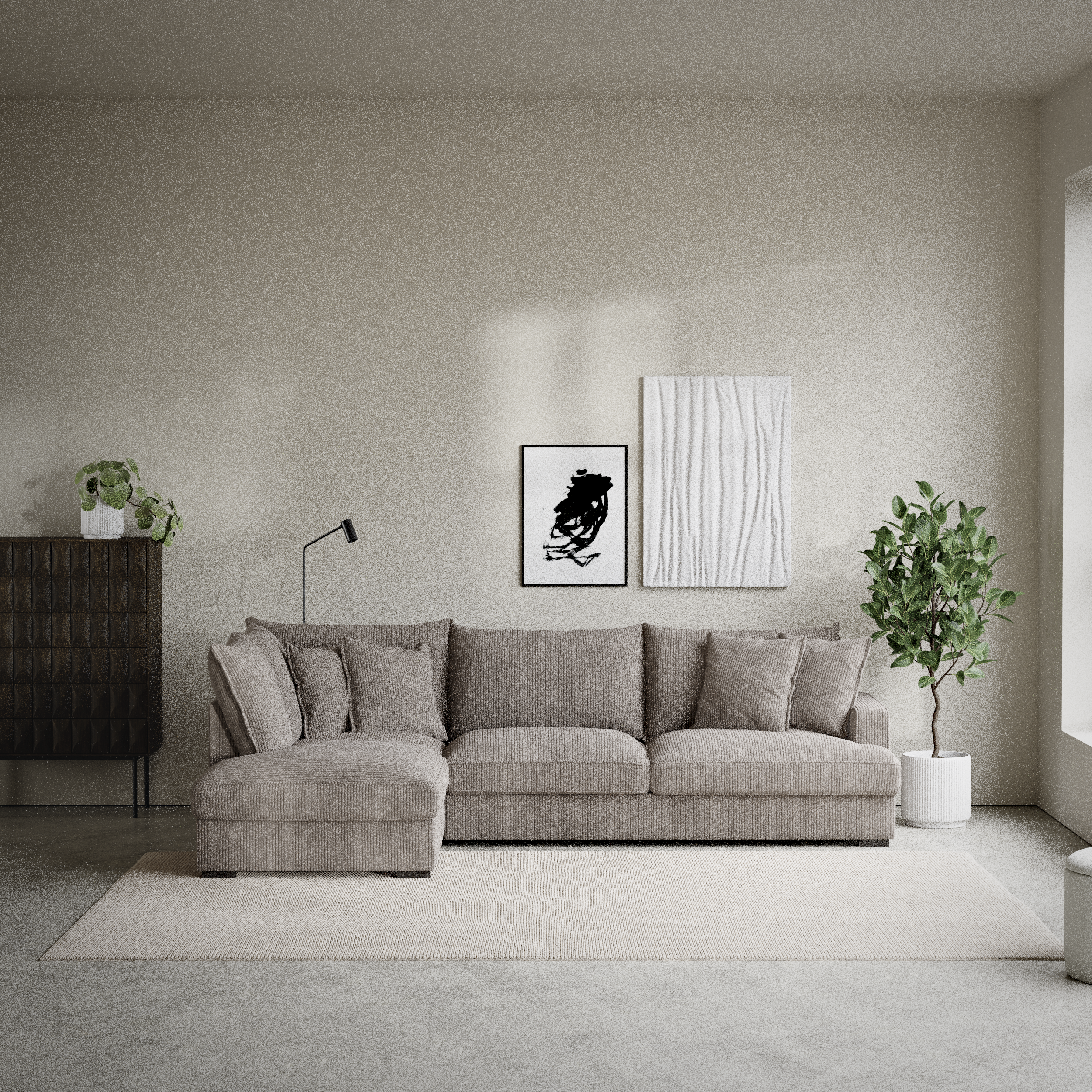 Mila, 3-sits soffa med divan vänster