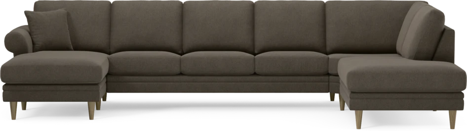 Eden - 3-sits soffa med schäslong vänster och divan höger - Brun