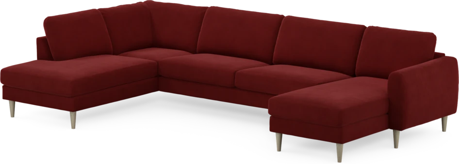 Bridge - 3-sits soffa med divan vänster och schäslong höger - Röd