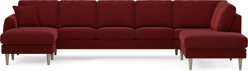 Eden - 3-sits soffa med schäslong vänster och divan höger - Röd