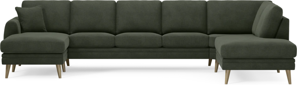 Eden - 3-sits soffa med schäslong vänster och divan höger - Grön