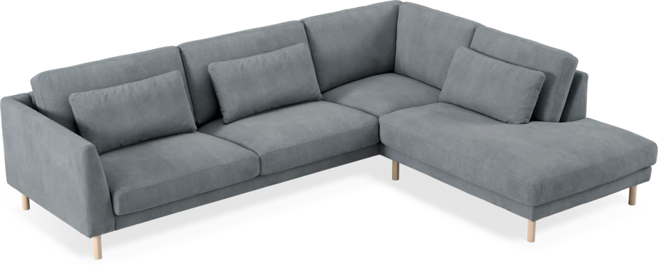 Willow - 3-sits soffa med divan höger, fast klädsel - Grå