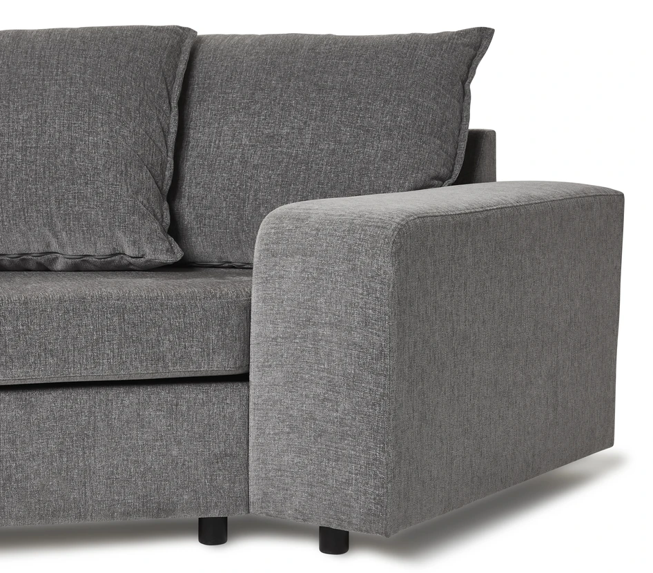 Dallas - 2-sits soffa med rundad divan vänster och cosy hörn höger - Grå