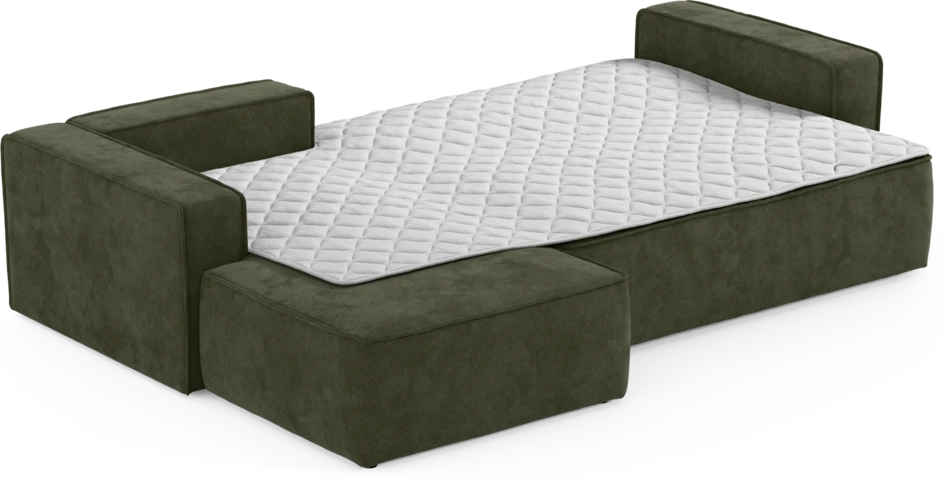 Ide - Bäddsoffa 3-sits med schäslong vänster - Grön