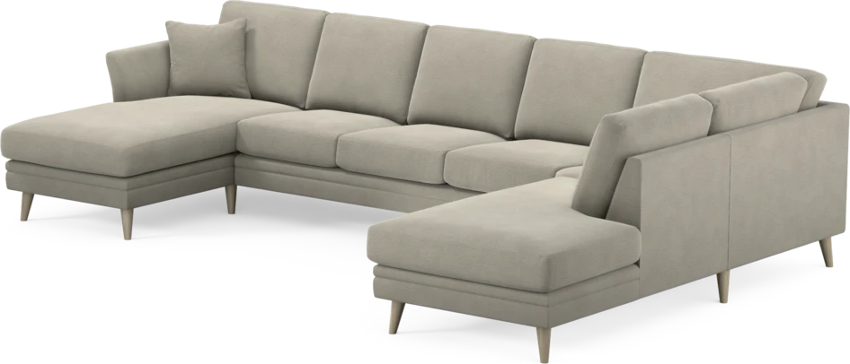 Eden - 3-sits soffa med schäslong vänster och divan höger - Brun