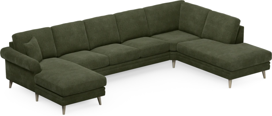 Eden - 3-sits soffa med schäslong vänster och divan höger - Grön