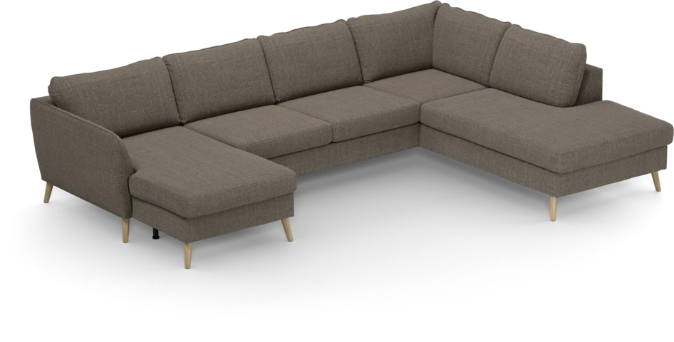 County - 3-sits soffa med schäslong vänster och divan höger - Brun
