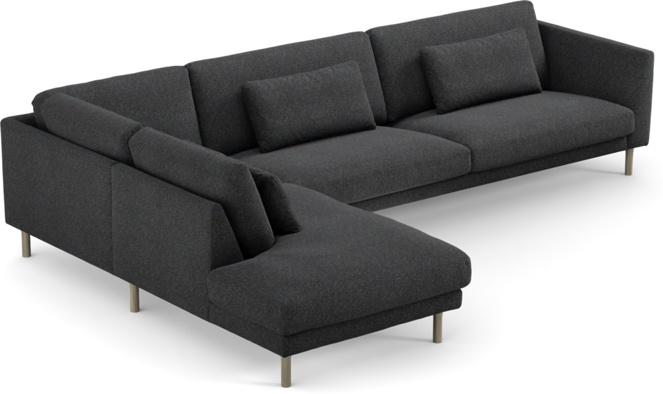 Willow - 4-sits soffa med divan vänster, fast klädsel - Grå
