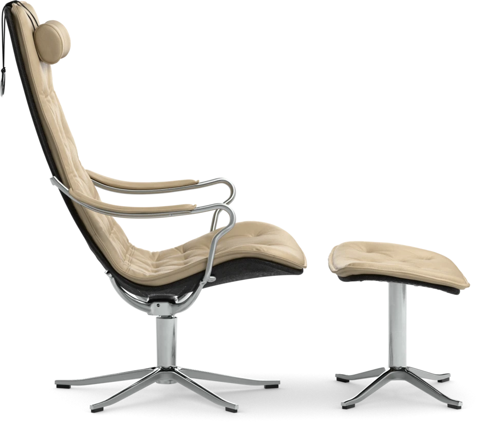 Moore - Fåtölj och fotpall - Beige