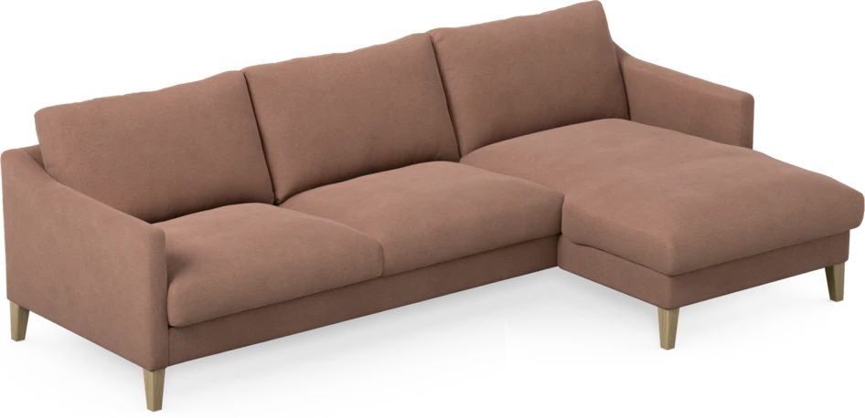 Winston - 3-sits soffa med schäslong, vändbar - Rosa