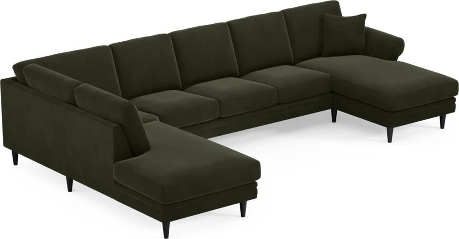 Eden - 3-sits soffa med divan vänster och schäslong höger - Grön