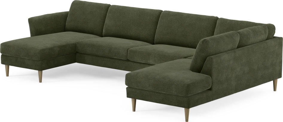 Bridge - 3-sits soffa med schäslong vänster och divan höger - Grön