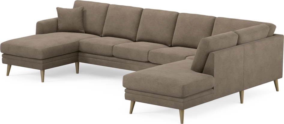 Eden - 3-sits soffa med schäslong vänster och divan höger - Brun