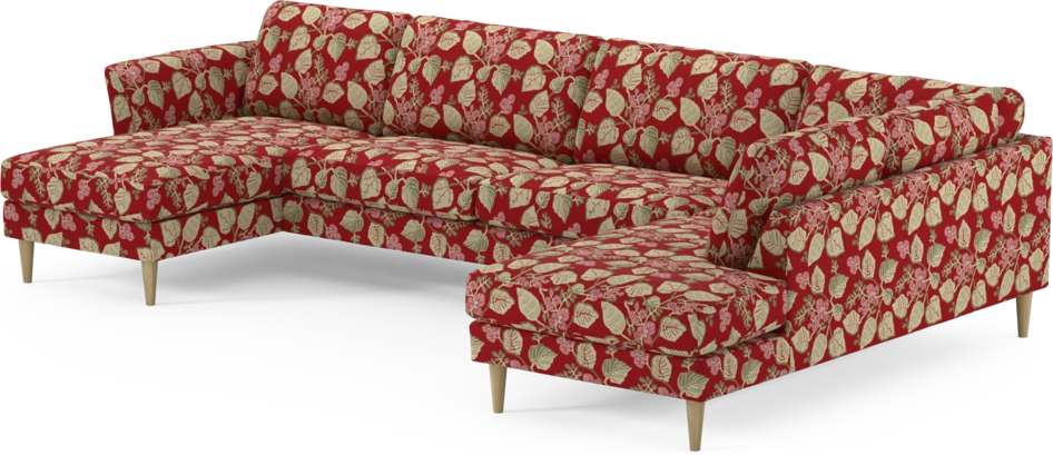 Bridge - 3-sits soffa med schäslong vänster och divan höger - Röd