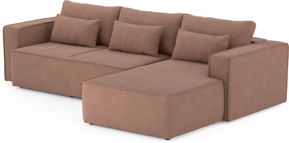 Ide - Bäddsoffa 3-sits med schäslong höger - Rosa