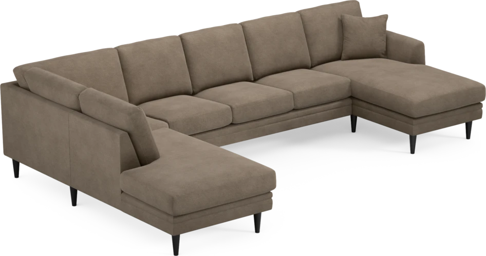 Eden - 3-sits soffa med divan vänster och schäslong höger - Brun