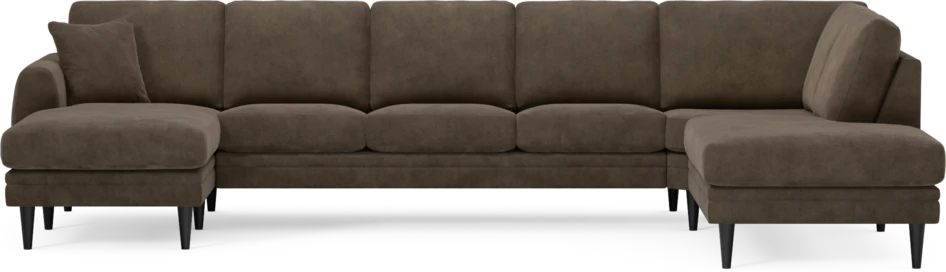 Eden - 3-sits soffa med schäslong vänster och divan höger - Brun