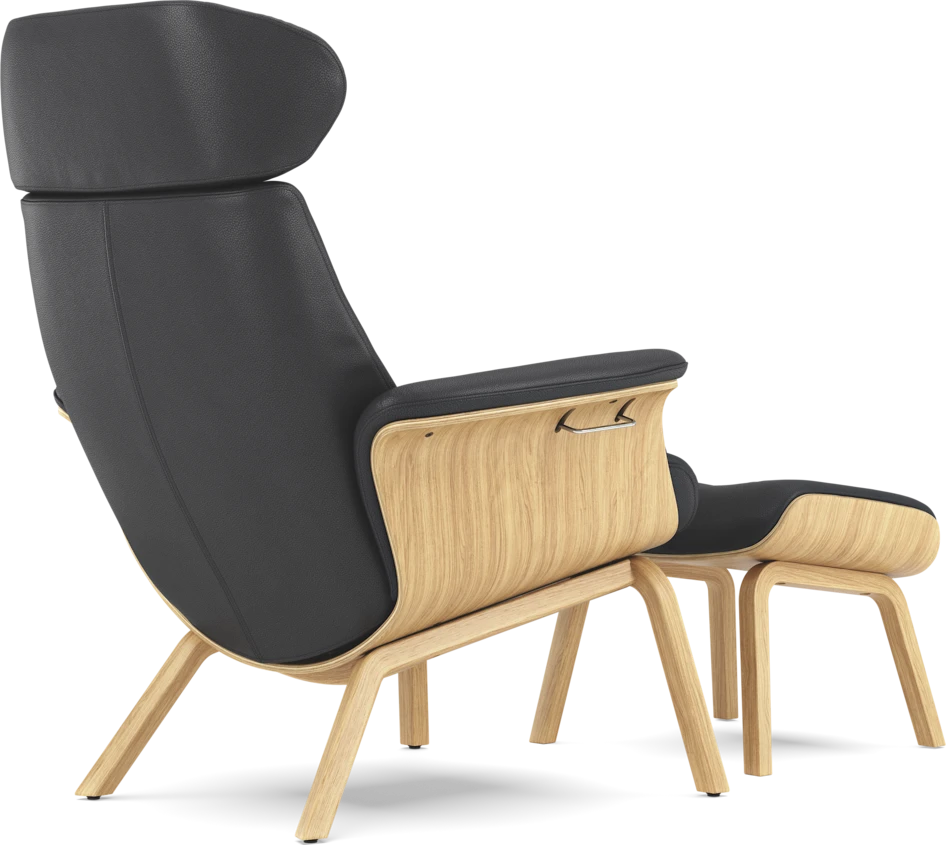 Timeout - Fåtölj och fotpall pikérad - Svart