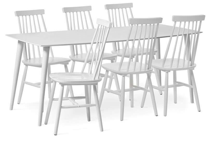 Plaine - Matgrupp med 6 stolar Einar - Vit