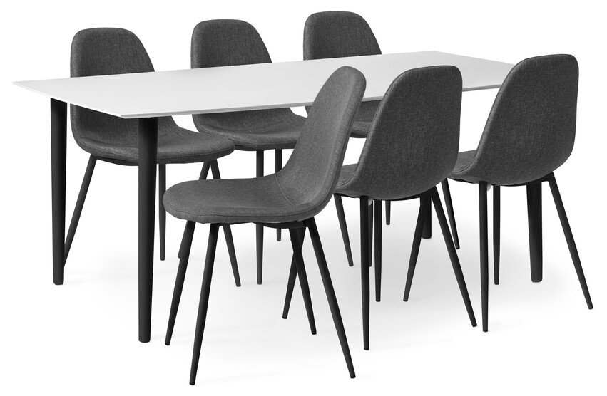 Plaine - Matgrupp med 6 stolar Tracy - Grå