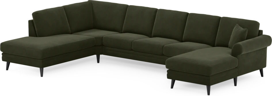 Eden - 3-sits soffa med divan vänster och schäslong höger - Grön