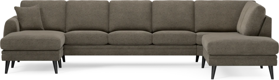 Eden - 3-sits soffa med schäslong vänster och divan höger - Brun