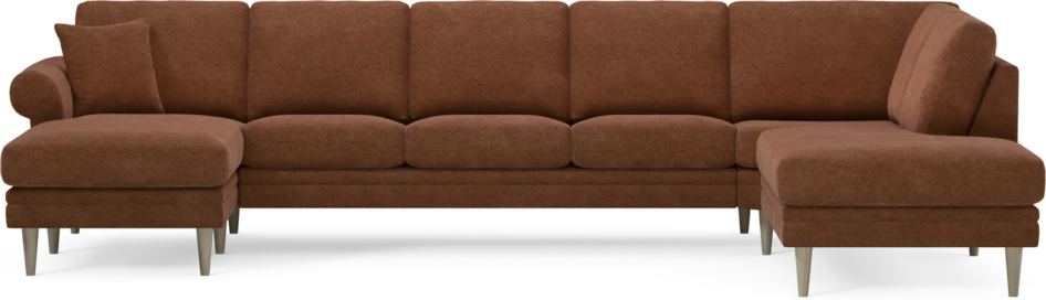 Eden - 3-sits soffa med schäslong vänster och divan höger - Orange