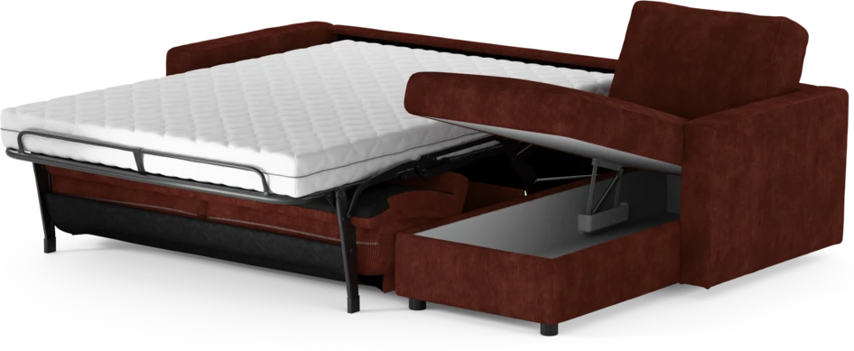 Lindö - Bäddsoffa 2,5-sits med schäslong, vändbar - Röd