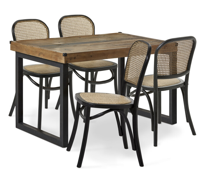 Woodenforge - Matgrupp med 4 stolar Edit - Svart