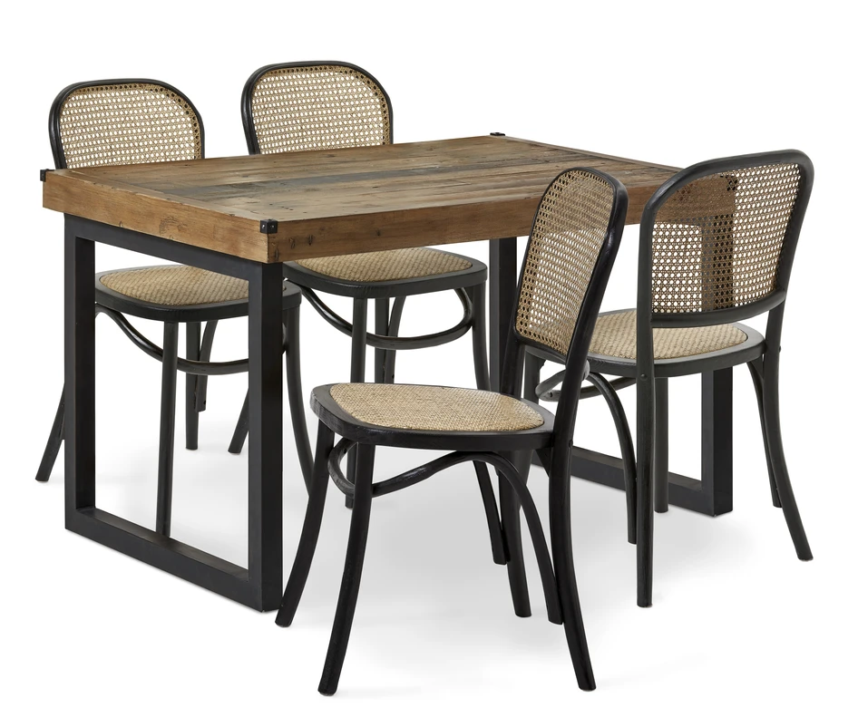 Woodenforge - Matgrupp med 4 stolar Edit - Svart