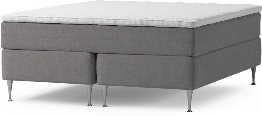 Delux Dream - Kontinentalsäng, dubbelsäng med bäddmadrass och sängben - Grå