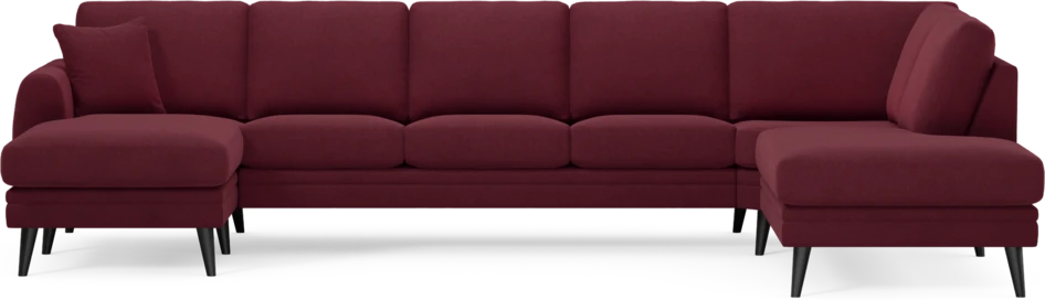 Eden - 3-sits soffa med schäslong vänster och divan höger - Röd
